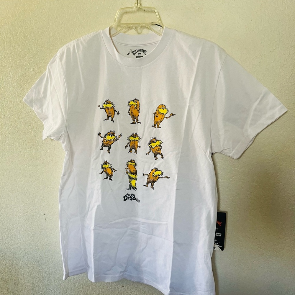 Billabong White Tee with Yellow Character Grid Graphic
